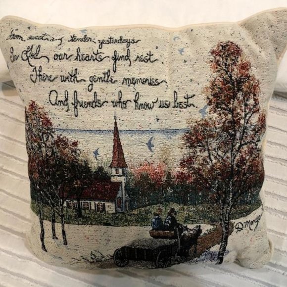 🔴 NWT NEW Vintage - This is a Winter Church Scene Couch Pillow - D Morgan Design - Picture 1 of 5